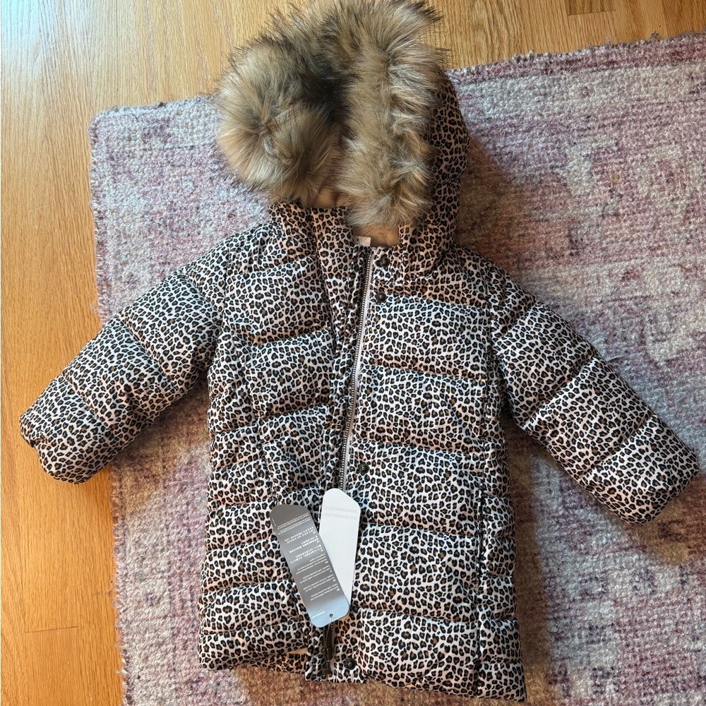 GAP Faux Fur Leopard Print Jacket